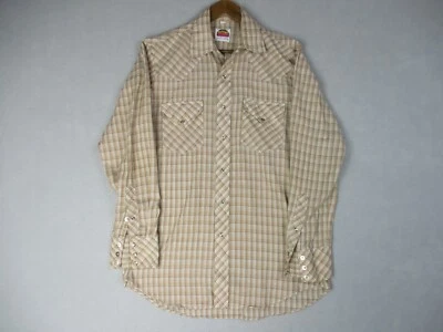 Camisa Miller Western Wear Adulto 15.5 Beige Marrón Manga Larga Perla A Presión Para Hombres * Foto 1 de 4