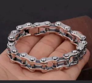 Mens bracelet biker bike chain link hallmarked 8mm Width - Picture 1 of 4