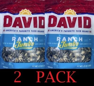 2x DAVID Roasted and Salted RANCH Jumbo Sunflower Seeds 5.25 oz Bag - 2 PACK - Picture 1 of 3