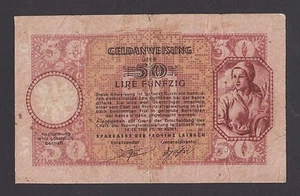 JUGOSLAWIEN Slowenien 50 Lire 1944 v. Zweiter Weltkrieg - LAIBACH - DEUTSCHE BESETZUNG SELTEN - Bild 1 von 4