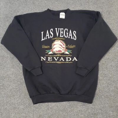 las vegas nevada sweater mens large xl made in U.S.A black front graphic - Image 1 of 4