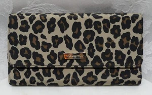 Vtg Wallet NINE & CO Ninewest CLASSIC Leopard Print Compartments Tri-Fold Zipper - Picture 1 of 6