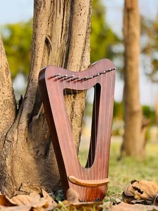 Rosewood Triangle Lyre Harp Exquisite Handmade Craftsmanship 10 Metal Strings - Picture 1 of 6