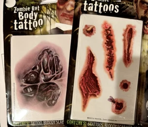 Halloween Zombie Scars Tattoo Set Waterproof 3D Bite Terror Body Blood Sticker - Picture 1 of 5