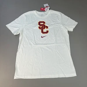 NIKE USC Trojans Essential Logo T-Shirt Men's Sz L White DD7280-100 (New) - Picture 1 of 6