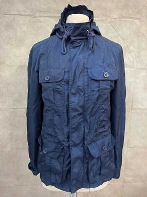 Merona Jacket Womens Blue Detailed Pockets Drawstring Hooded Full Zip Size S - Image 1 of 4