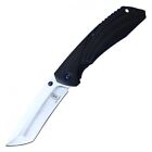 Spring-Assist Folding Knife Buckshot Black Wood Handle 3.75" Silver Tanto Blade