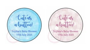 Cute As A Button Blue Pink Baby Shower Stickers Ready To Pop Sweet Cones Labels - Picture 1 of 5