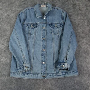 F&F Denim Jacket Womens 10 Blue Long Sleeve Pockets Medium Wash Cotton Casual - Picture 1 of 15