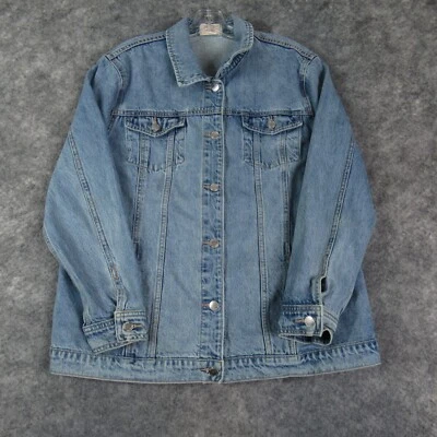 Chaqueta de mezclilla F&F para mujer 10 bolsillos azules manga larga lavado medio algodón informal Foto 1 de 4