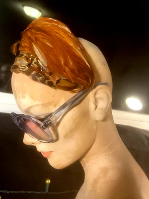 vintage ladies Headband Flapper style hat 1960s brown feathers - Image 1 of 4