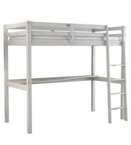 LETTO A SOPPALCO CON SCRIVANIA "NIZZA" IN PINO MASSELLO BIANCO 202X98X176 CM - Foto 1 di 8