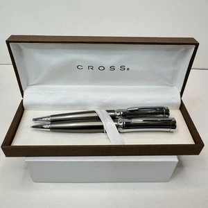 Cross Parasol Gray Titanium Plate w/ Extremely Polished Chrome Pen & 0.9 Pencil - Picture 1 of 8