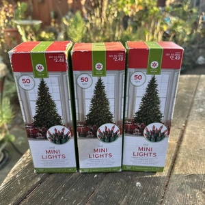 Red Lights Green Wire String Mini 50 Lights 11 Ft 2 Inc,  New Indoor/Outdoor - Picture 1 of 5