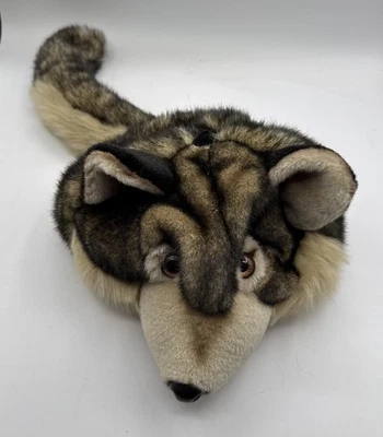 复古 90 年代灰色狼头毛绒人造毛皮帽子青少年儿童 — 第 1/4 张图片