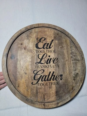 Mud Pie Lazy Susan madera 16 pulgadas diámetro redondo con redacción inspiradora Foto 1 de 3