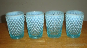Vasos/vasos de vidrio vintage Fenton azul opalescente Hobnail Art (juego de 4) - Imagen 1 de 11