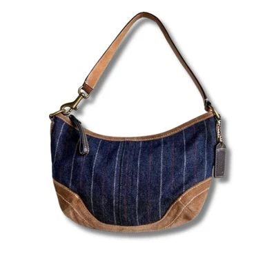 Bolso Hobo Pequeño COACH Denim Gamuza Cuero Hombro Azul Marino De Colección Raro NNCf63 Foto 1 de 4