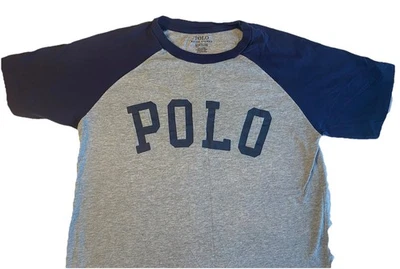 Camisa Polo Ralph Lauren Niños Jóvenes Med 10/12 Gris Manga Corta Deletrear Logo Foto 1 de 4