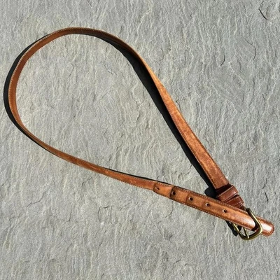 Vintage 80s Thin Brown Coach Patina Leather Belt Made in USA - Image 1 of 4