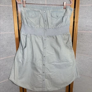 American Rag Cie Trägerlos Light Wash Gr. L Denim Minikleid Retro Y2K Babydoll - Bild 1 von 9