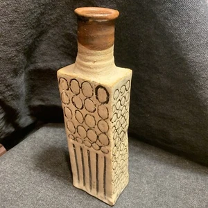 Studio Art Vaso Bottiglia Geometrica MCM Gres Inciso Irregolare Inclinazione Grande - Foto 1 di 24