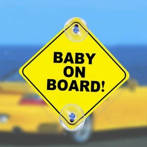 Baby on Board Sign for Car – Dual Suction Cup Safety Sign for Vehicle Window - Picture 1 of 3