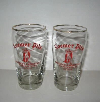 2 VERRES ROEMER PILS BRASSERIE MORITZ & Cie 25cl TBE RARES,BIERE PFAFFENHOFFEN - Photo 1/3