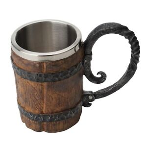 beauty Wood Barrel Beer Mug Stainless Drink Coffee cup Handcraft Whiskey Glass