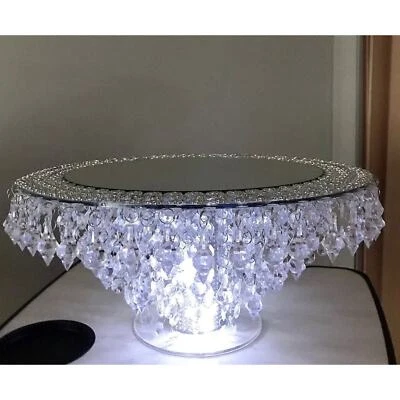 14inch  Mirror Top Crystal Cake Stand For weddings - Image 1 of 4