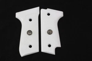 KSD Brand Beretta 92S Impugnature acriliche bianche compatibili a righe - Foto 1 di 1