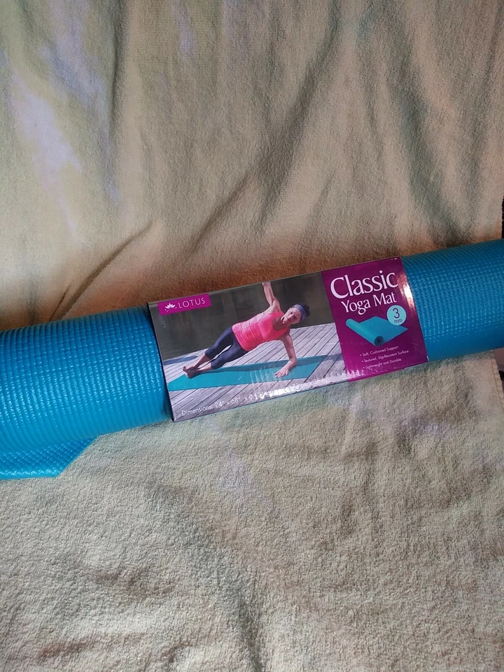 Lotus Yoga Mat, NEW ~  Blue, 24" x 68" x 3mm - Image 1 of 2
