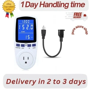 Electricity Usage Monitor Digital Power Meter LCD Plug in Power Watt Voltage - Picture 1 of 3