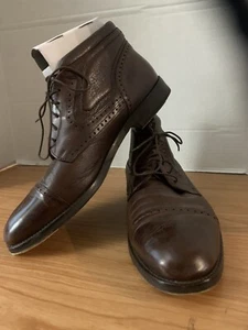 Johnston & Murphy 20-0933 Brown Leather Wingtip Ankle Boots Shoes Mens US 10 M - Picture 1 of 7