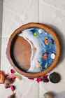 Resin Wooden ocean tray with real seashells, sea sand - ocean resin art bath tub