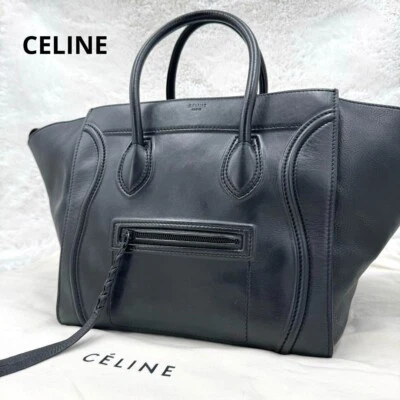 CELINE Luggage Phantom Suede Tote Bag Dark gray Leather Women's Handbag japan - Image 1 of 4