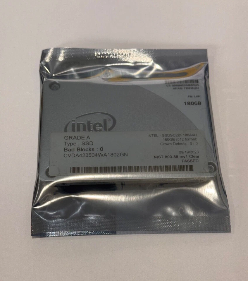 HP Intel Pro 1500 180 GB 2.5"  P/N:735236-00  SATA SSD SSDSC2BF180A4H - Image 1 of 2