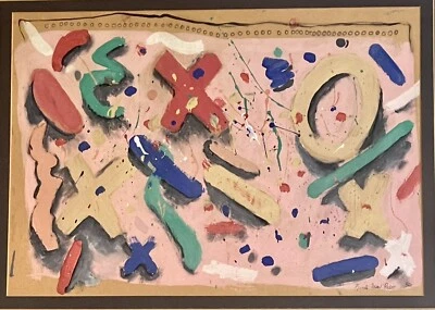 Arte abstracto posmoderno funky geométrico 2D gráfico NEW WAVE original retro de los años 80 Foto 1 de 4