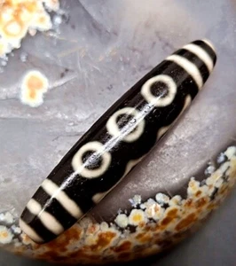 Ungewöhnliche seltene tibetische natürliche alte Achat Dzi *5äugig* Perle G1 - Bild 1 von 4