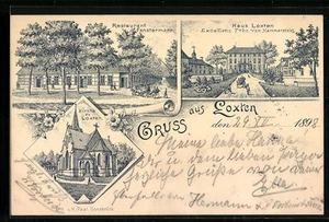 Lithographie Loxten, Gutshaus Freiherr von Hammerstein, Restaurant Fenstermann, - Bild 1 von 2