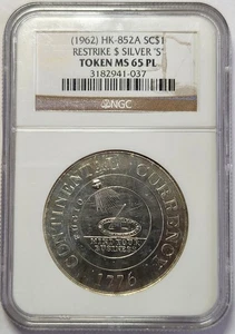 1962 HK-852A Continental Currency Dollar Silber Bashlow Restrike S auf Rückseite - Bild 1 von 6