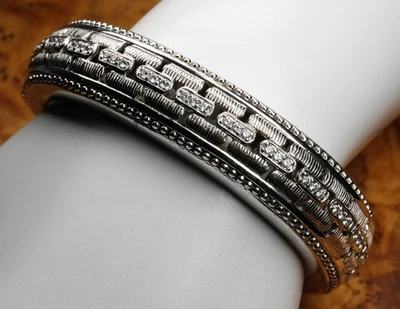 Brazalete pesado Judith Ripka de plata esterlina circonita cúbica de 6" usado Foto 1 de 4