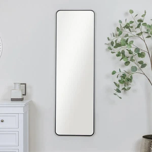 Tall Black Curved Framed Wall / Leaner Mirror 145cm x 45cm minimal thin framed - Picture 1 of 4
