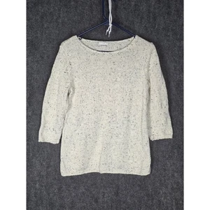 J. Jill Women's Cream Speckled Knit 3/4 Sleeve Boat Neck Pullover Sweater Sz S - Picture 1 of 9