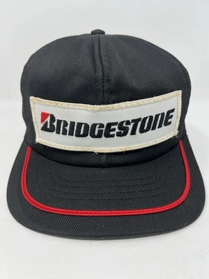 De colección Bridgestone Trucker Snap Back Gorra Negra SWINGSTER EE. UU. Años 80 Parche Neumáticos Foto 1 de 4