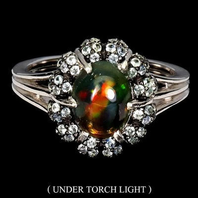 Anillo de plata de ley 925 ovalado ópalo negro 9x7 mm zafiro piedras preciosas joyería tamaño 7 Foto 1 de 4