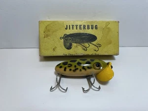 Vintage Fred Arbogast Jitterbug Angelköder im Originalkarton grün/gelb/schwarz - Bild 1 von 7