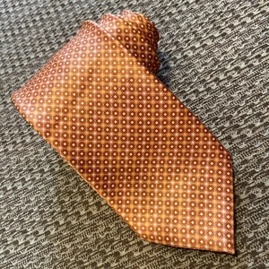 Italo Ferretti Silk Tie Orange Yellow Geometric Print Italy Made 3.25x62 - Picture 1 of 6