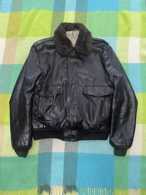 Chaqueta Bomber COOPER De Colección Años 60 Cuero Talla 42 Largo Marrón Garra Cuello Piel Foto 1 de 4