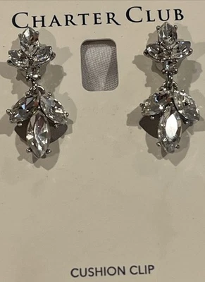 Brincos de gota de cristal tom prata Charter Club - Imagem 1 de 4